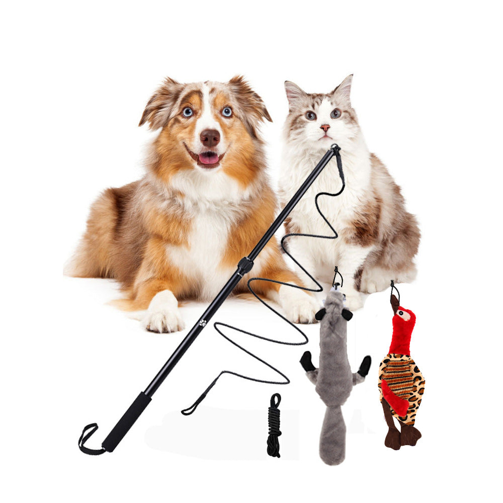 Telescopic Stick Teasing Rod Toy Pet