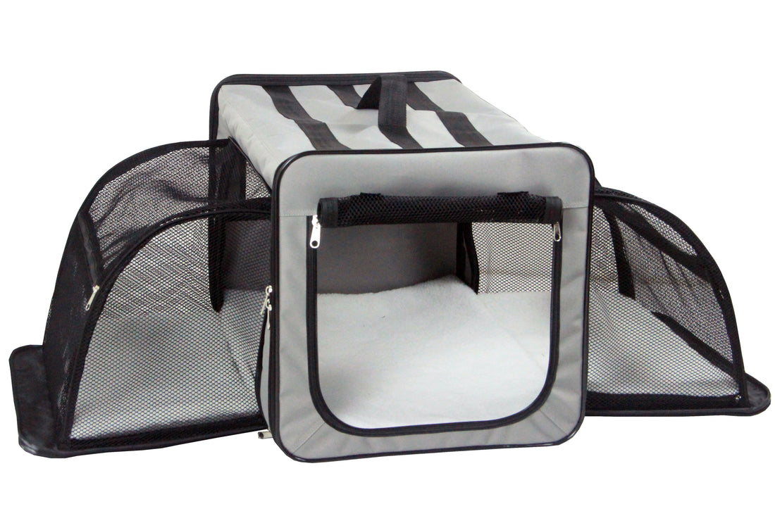 Pet Life ® 'Capacious' Dual-Sided Expandable Spacious Wire Folding Collapsible Lightweight Pet Dog Crate Carrier House